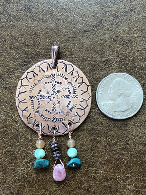 
            
                Load image into Gallery viewer, Dreaming Copper Mandala Pendant
            
        
