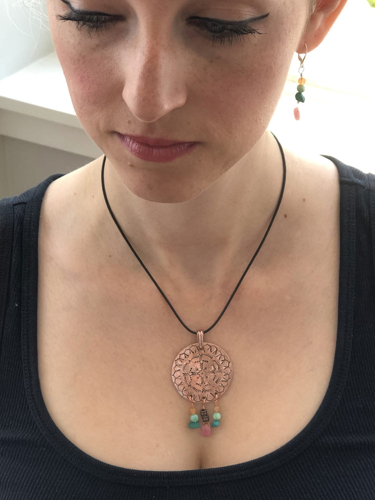 
            
                Load image into Gallery viewer, Dreaming Copper Mandala Pendant
            
        